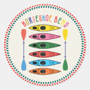 Adesivo Redondo Retro Horsfere Bend Kayaking