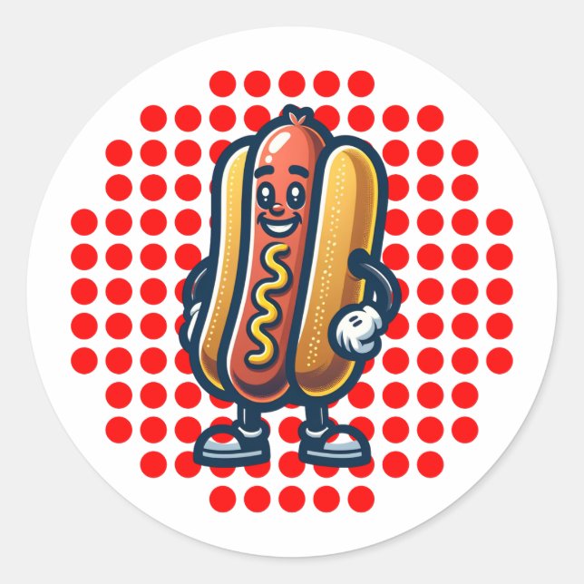 Adesivo Redondo Retro Hot Dog Glizzy Pop Art (Frente)