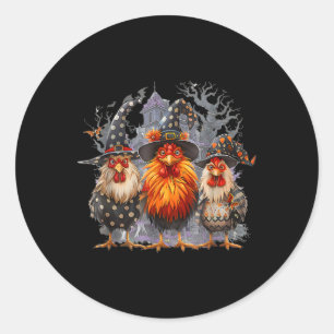 Adesivo Redondo Retro House Chickens Witch Halloween Spooky outono