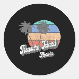 Adesivo Redondo Retro Ilha do Tesouro Flórida Fl Vintage Praia Sur