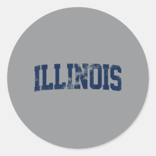 Adesivo Redondo Retro Illinois Vintage Illinois Laranja Azul