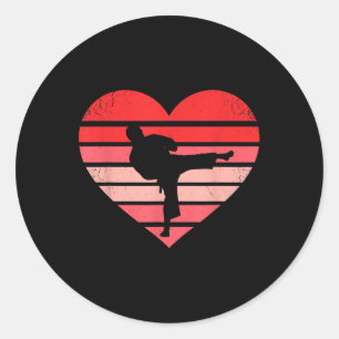 Adesivo Redondo Retro Karate Judo Heart Namorados Martial Art Boys