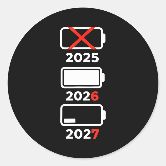 Adesivo Redondo Retro Kids Funny Happy New Year 2026 2027 67 Meme  (Frente)