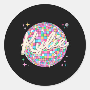 Adesivo Redondo Retro Kylie Nome I Love Kylie Personalizado D