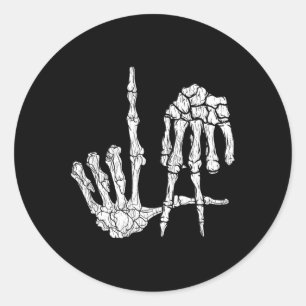 Adesivo Redondo Retro La Hands Skeleton Los Angeles Sinal Hall