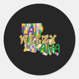 Adesivo Redondo Retro La Weezy Ana Happy Mardi Gras Louisiana Nova