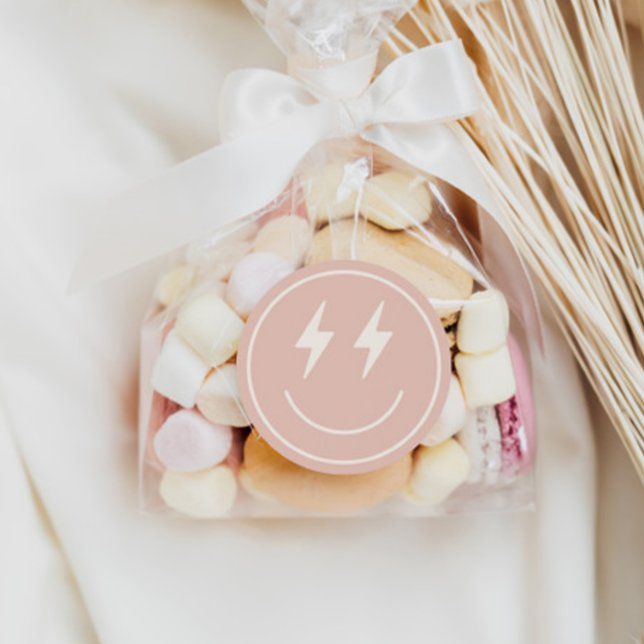 Adesivo Redondo Retro legal com o rosto feliz de uma garota (Criador carregado)