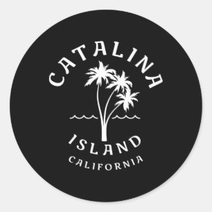 Adesivo Redondo Retro Legal Ilha Catalina Palm Tree Mens Mulheres