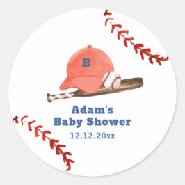 Adesivo Redondo Retro LIttle Slugger Baseball Boy Baby Shower