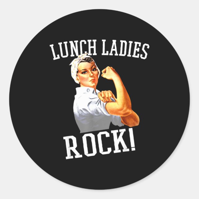 Adesivo Redondo Retro Lunch Ladies Rock Cafeteria Worker Funny Lun (Frente)