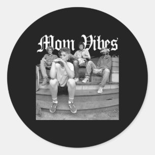 Adesivo Redondo Retro Mãe 90 Vibes Vintage Dia de as mães Mãe Thug