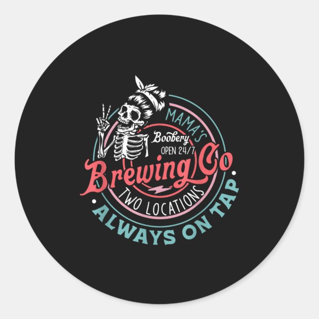 Adesivo Redondo Retro Mama's Ery Brewing Co Funny Breastfeeding Sk (Frente)
