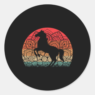 Adesivo Redondo Retro Mandala Horse Lover Horseback no Oeste