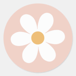 Adesivo Redondo Retro margarida rosa boho