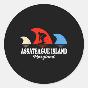 Adesivo Redondo Retro Maryland Ateague Island Surfismo 