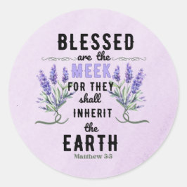 Adesivo Redondo Retro Matthew 5:5 Lavanda Watercolor