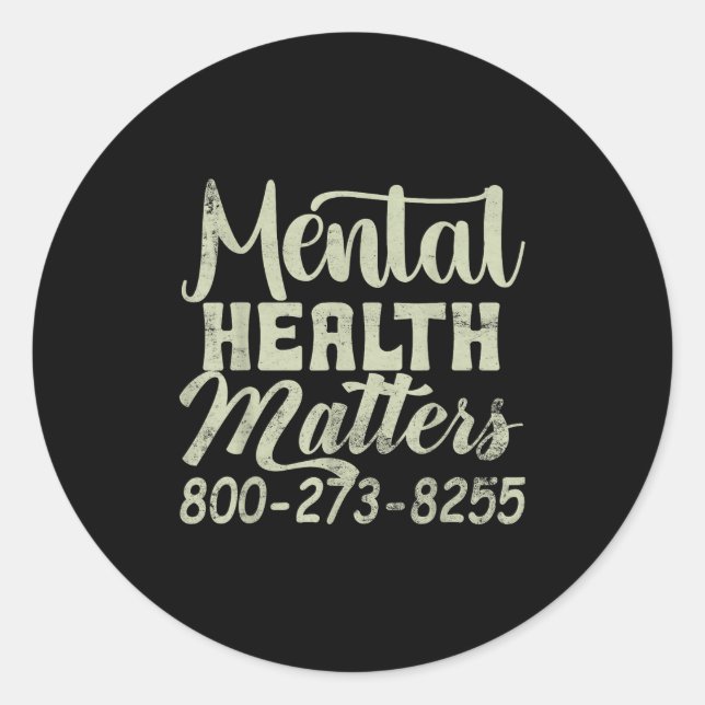 Adesivo Redondo Retro Mental Health S 800-273-8255 Awareness  (Frente)