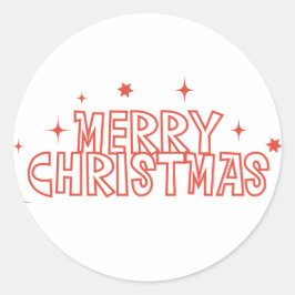 Adesivo Redondo Retro Merry Christmas Typography