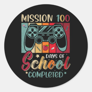 Adesivo Redondo Retro Mission 100 Dias De Vídeo G Concluído Na Esc