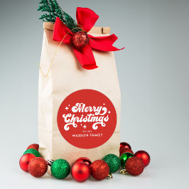 Adesivo Redondo Retro Moderno Feliz Natal