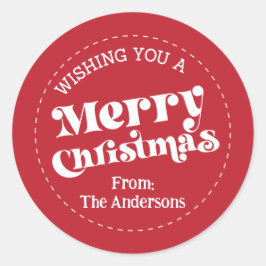 Adesivo Redondo Retro Moderno Simples Natal Grande