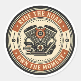 Adesivo Redondo Retro Motorcycle Engine Badge Style