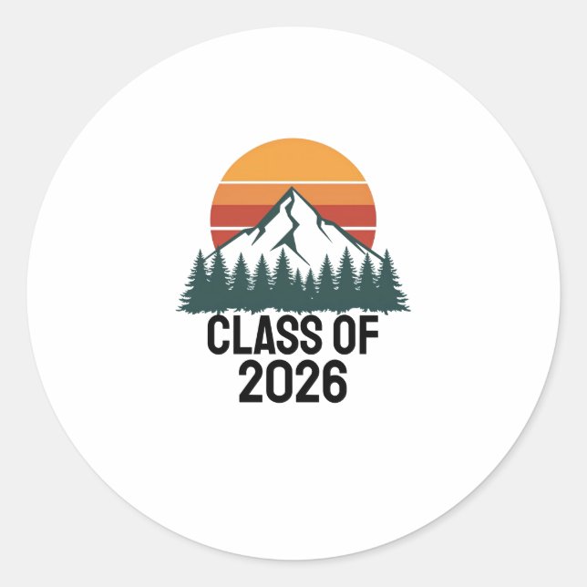 Adesivo Redondo Retro Mountain Adventure Peak  (Frente)