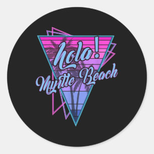 Adesivo Redondo Retro Myrtle - Hola Myrtle Beach Carolina do Sul V