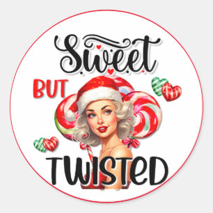 Adesivo Redondo Retro Natal doce n Pinup torcido