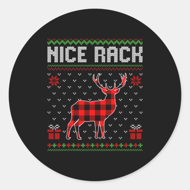 Adesivo Redondo Retro Nice Rack Ugly Christmas Sweater Couples Mat (Frente)