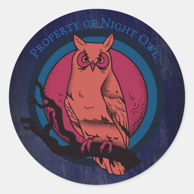 Adesivo Redondo Retro Night Owl & Moon Spectrum Circle Sticker (Frente)