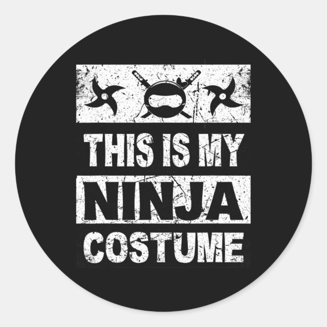 Adesivo Redondo Retro Ninja Costume Halloween Para Meninos (Frente)