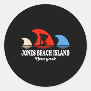 Adesivo Redondo Retro Nova York Jones Beach Island Surfboarding