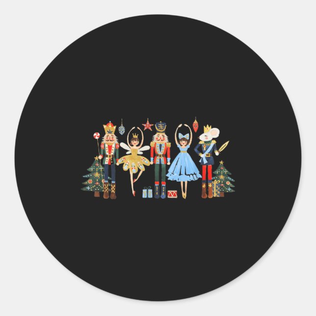 Adesivo Redondo Retro Nutcracker Ballet Christmas Tree Shirts For  (Frente)
