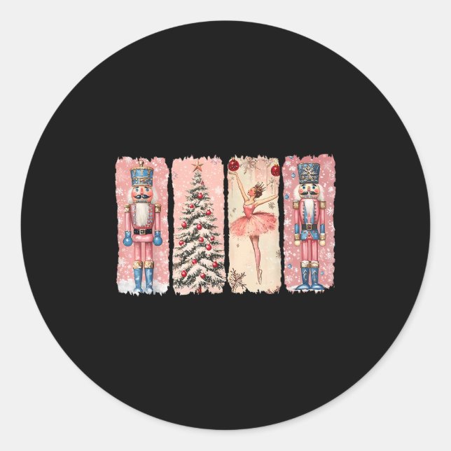 Adesivo Redondo Retro Nutcracker Ballet Nk Christmas Xmas Vibes Wo (Frente)