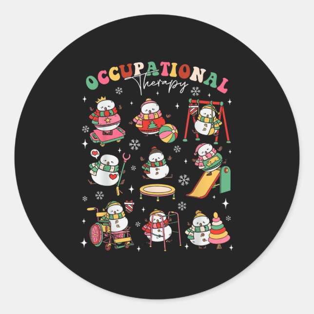 Adesivo Redondo Retro Occupational Therapy Christmas Snowman Ot Ot (Frente)