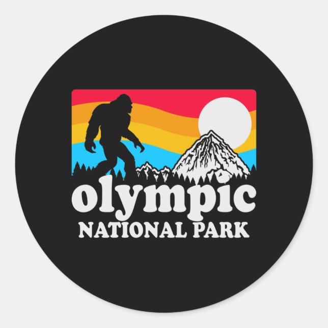 Adesivo Redondo Retro Olympic National Park Bigfoot (Frente)