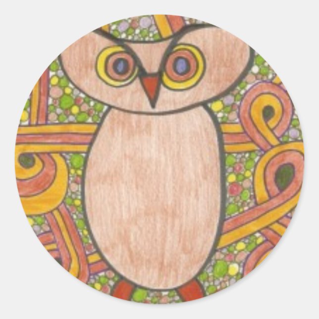 Adesivo Redondo Retro Owl (Frente)