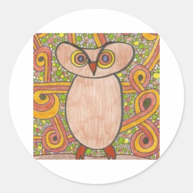 Adesivo Redondo Retro Owl (Frente)