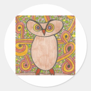 Adesivo Redondo Retro Owl