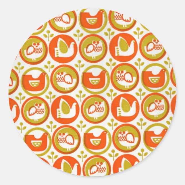 Adesivo Redondo Retro Owl (Frente)