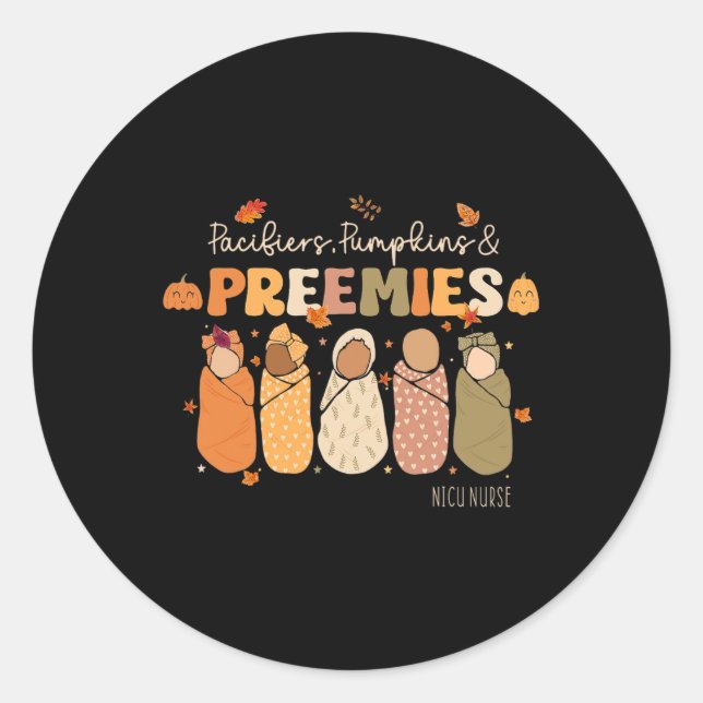 Adesivo Redondo Retro Pacificadores Pumpkins Preemies Graças Nic (Frente)