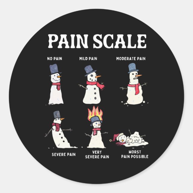 Adesivo Redondo Retro Pain Scale Snowman Trauma Nurse Christmas Nu (Frente)