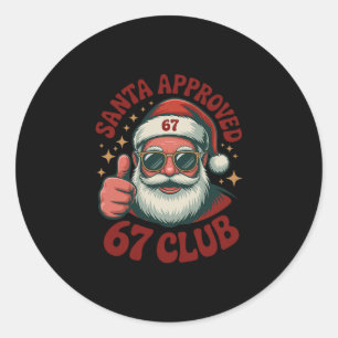 Adesivo Redondo Retro Papai Noel Aprovado 67 - Clic Natal 67 Meme