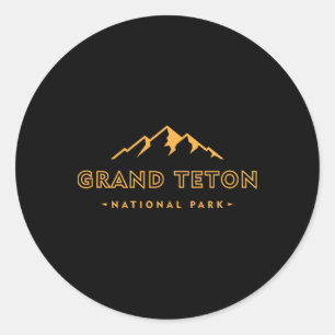 Adesivo Redondo Retro Parque Nacional Grand Teton Wyoming Est 1929