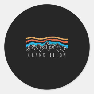 Adesivo Redondo Retro parque nacional grand teton wyoming vintage