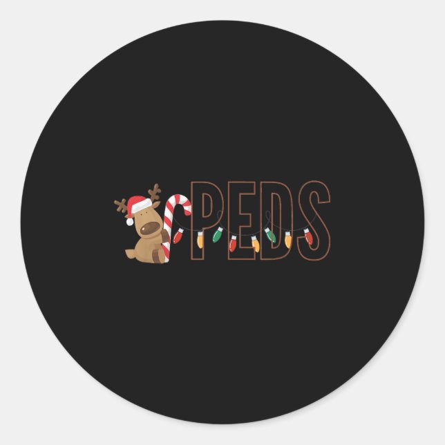 Adesivo Redondo Retro Pediatrics Christmas Lights Reindeer Peds Nu (Frente)