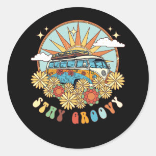 Adesivo Redondo Retro Permanência Groovy Preppy Summer Hippie 70s