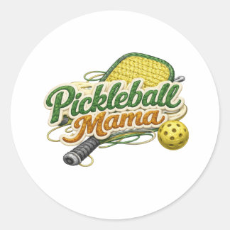 Adesivo Redondo Retro Pickleball Mama Mother's Day 