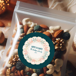 Adesivo Redondo Retro Pink Green Christmas